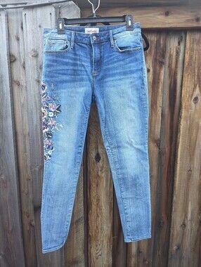 DRIFTWOOD Beau Stylrle Light Blue Skinny Jeans with Floral Embroidery